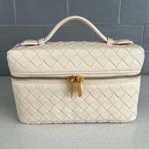 Anthropologie woven top handle cream bag